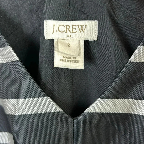 J. Crew Fit & Flare Black w/ Metallic Silver Stripes V-neck Mini Dress size 2 - Picture 4 of 13
